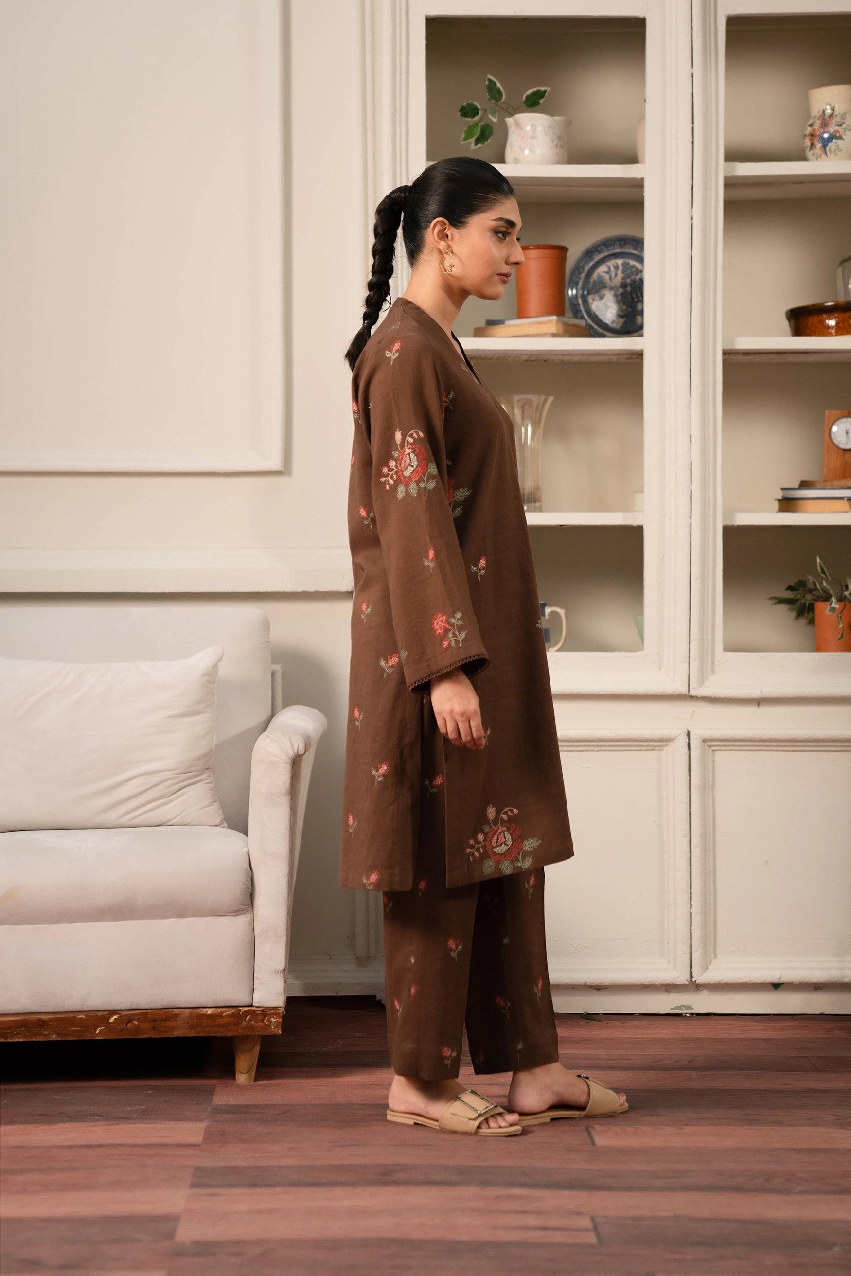 Buy 2 Piece Embroidered Khaddar Suit Online Pakistan 