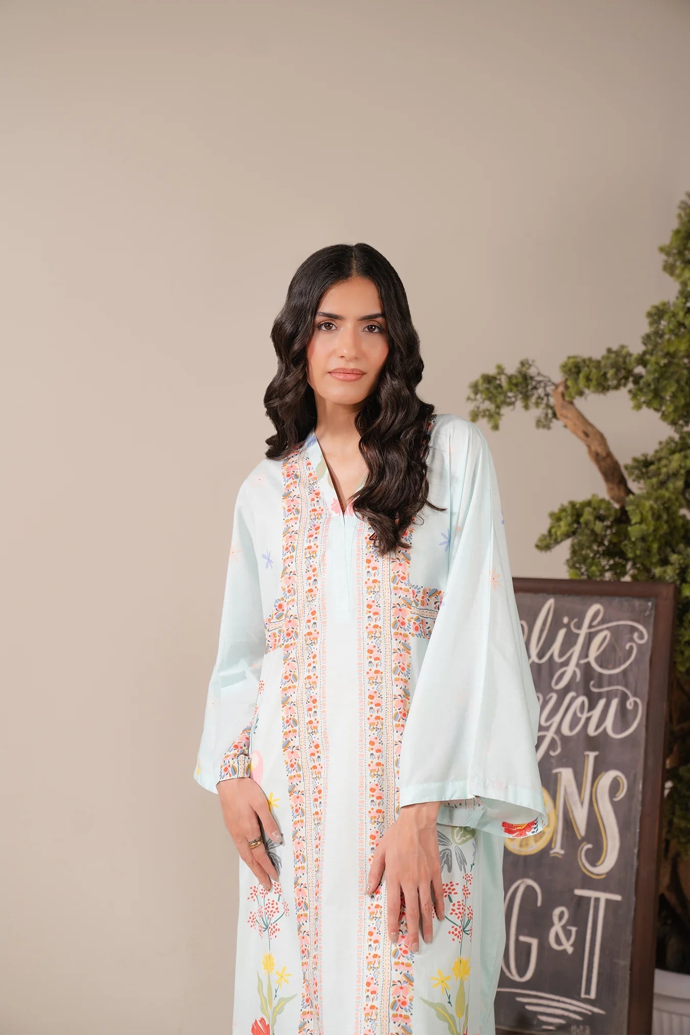 Buy Printed Lawn Maxi Dress Online – 1 Piece Floral Kaftan for Women in Pakistan