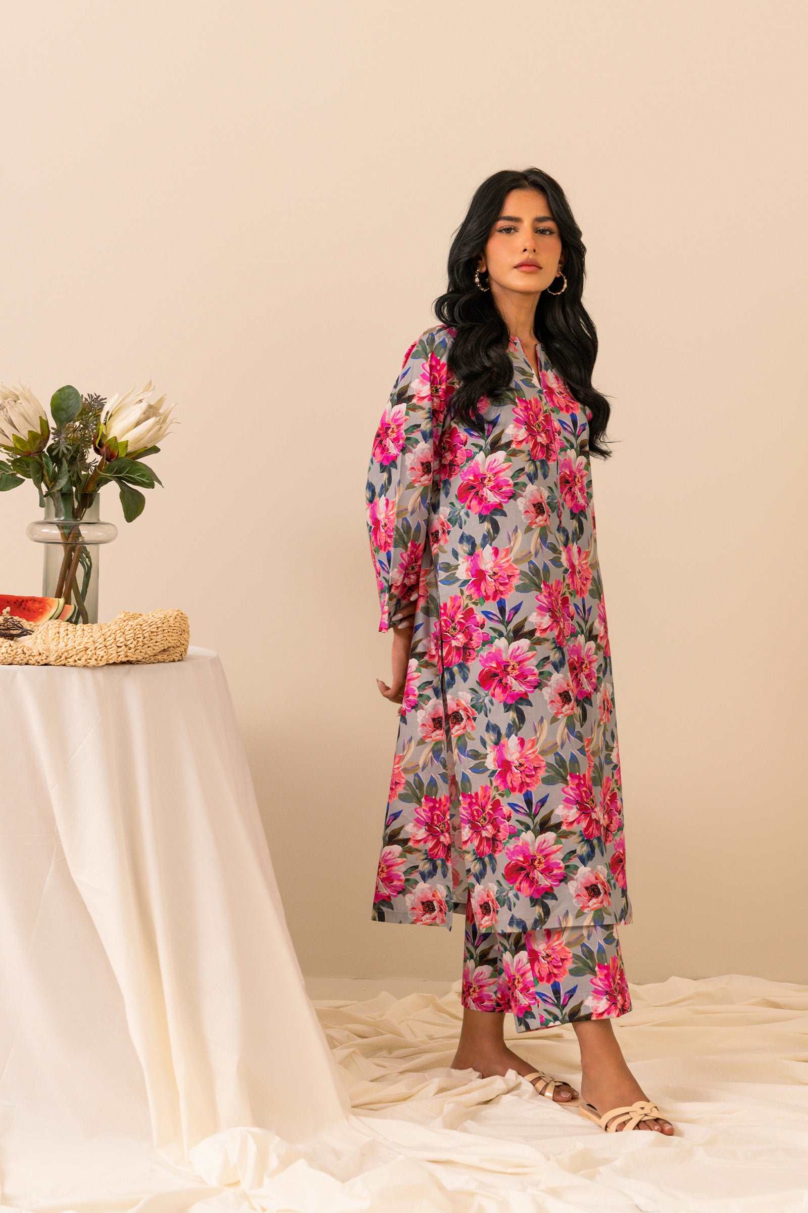 Buy Stylish multi-color 2-piece printed suit online pakistan
