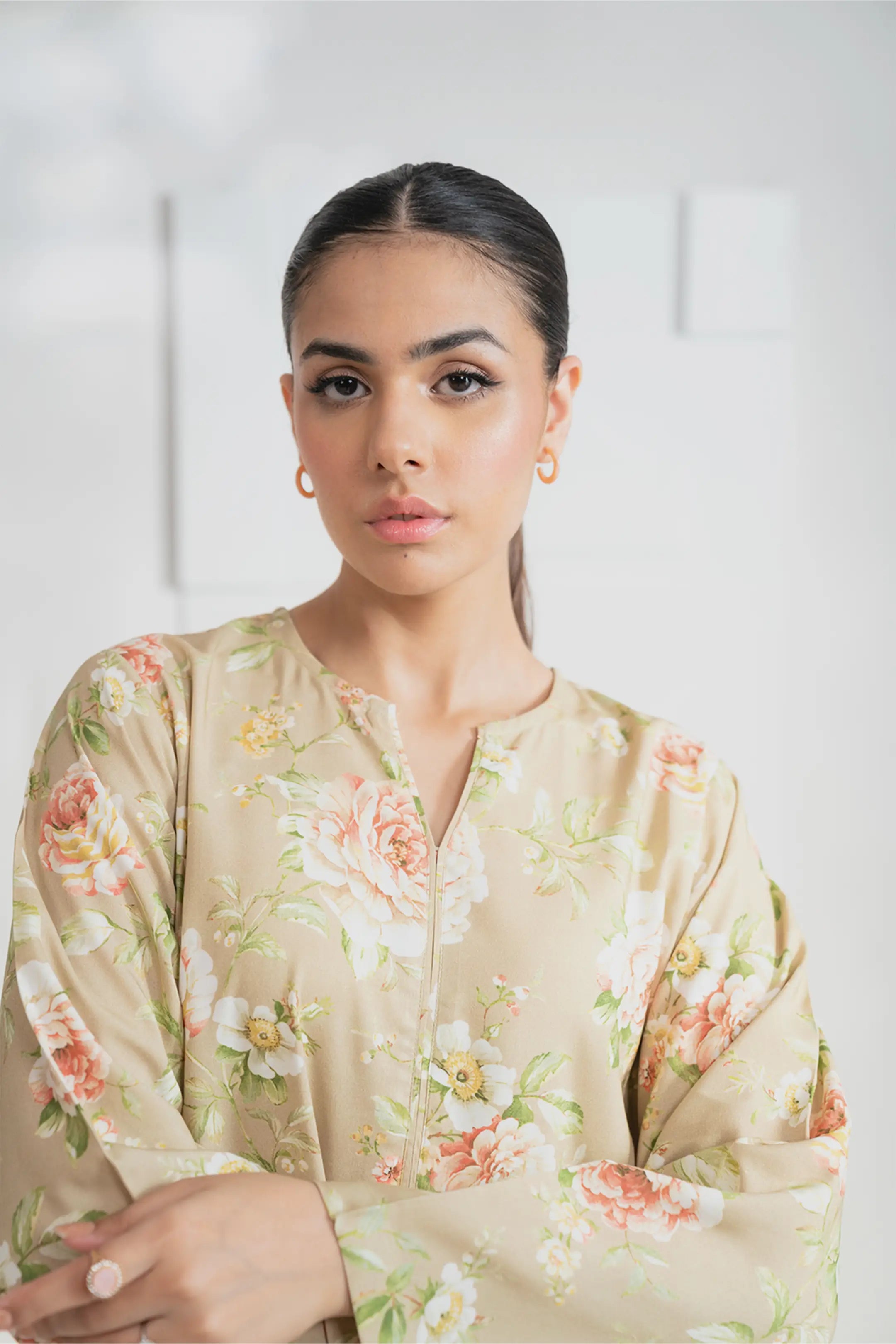 2 Piece Printed Linen Suit Pret Winter-24