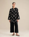 Buy black 2 piece embroidered lawn suit online - monochrome Pakistani women dress with white work