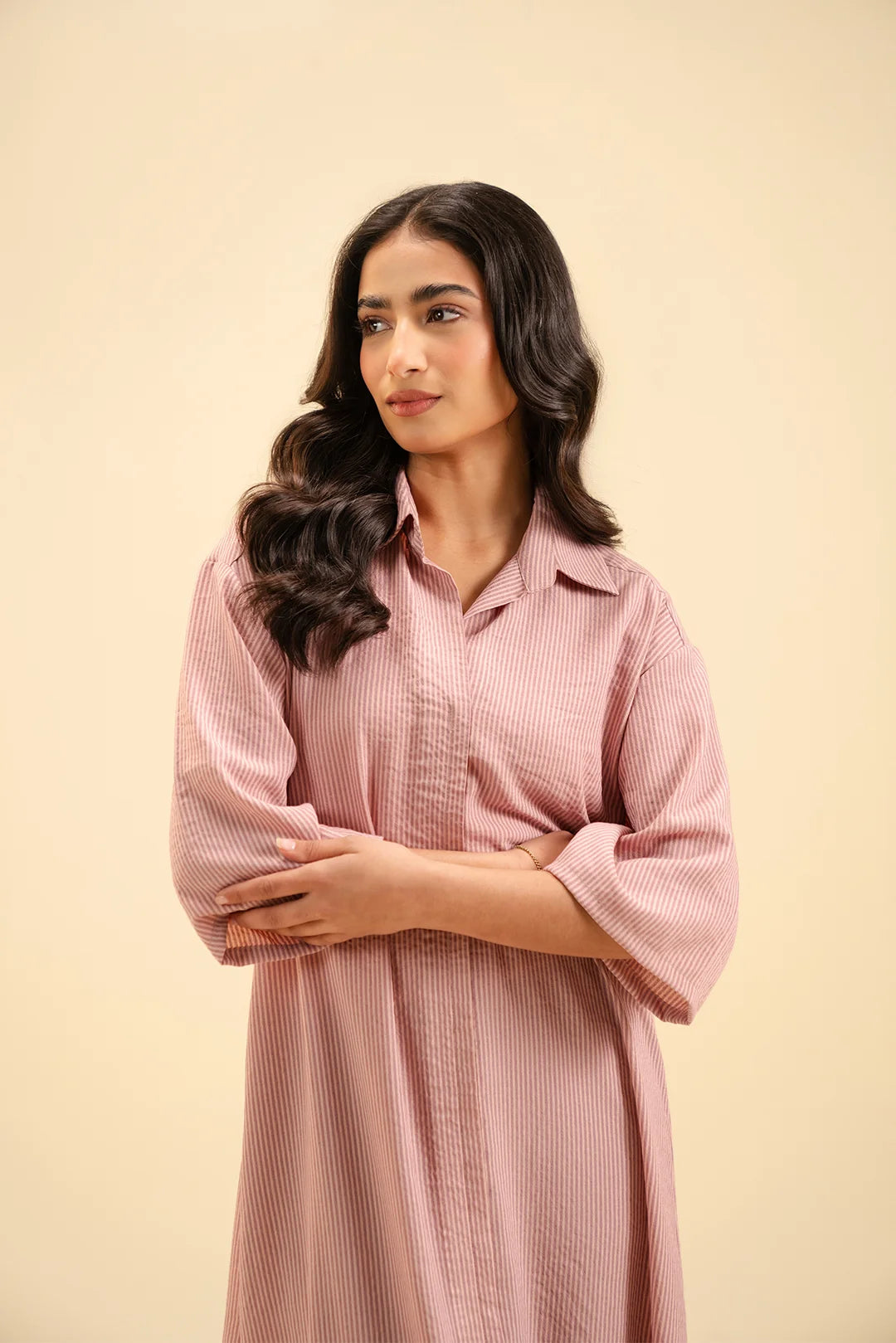 Buy elegant collar neckline midi dress – perfect for casual and chic looks.