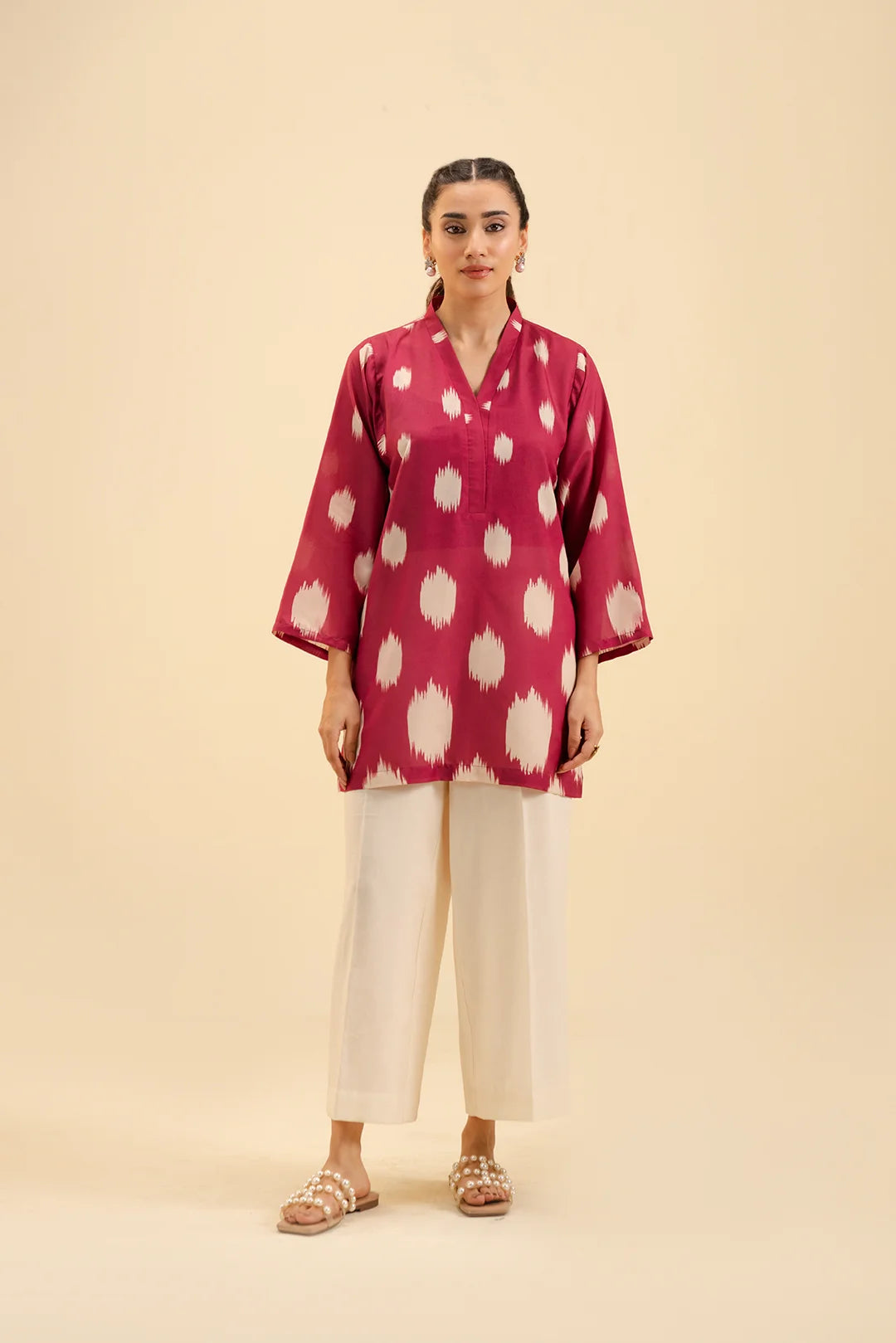 Buy ikkat printed cambric shirt online in Pakistan – trendy ethnic wear.