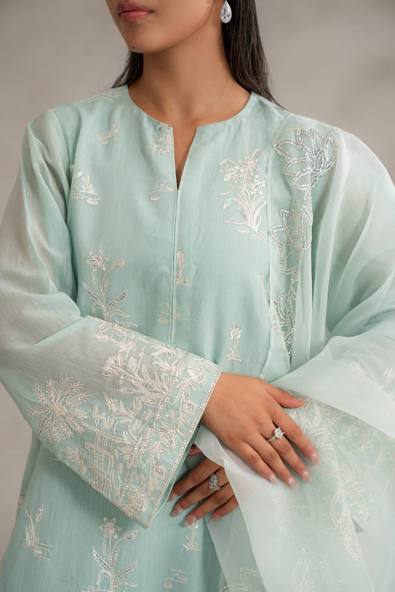 Chic and traditional embroidered raw silk suit – top choice in ladies raw silk suits