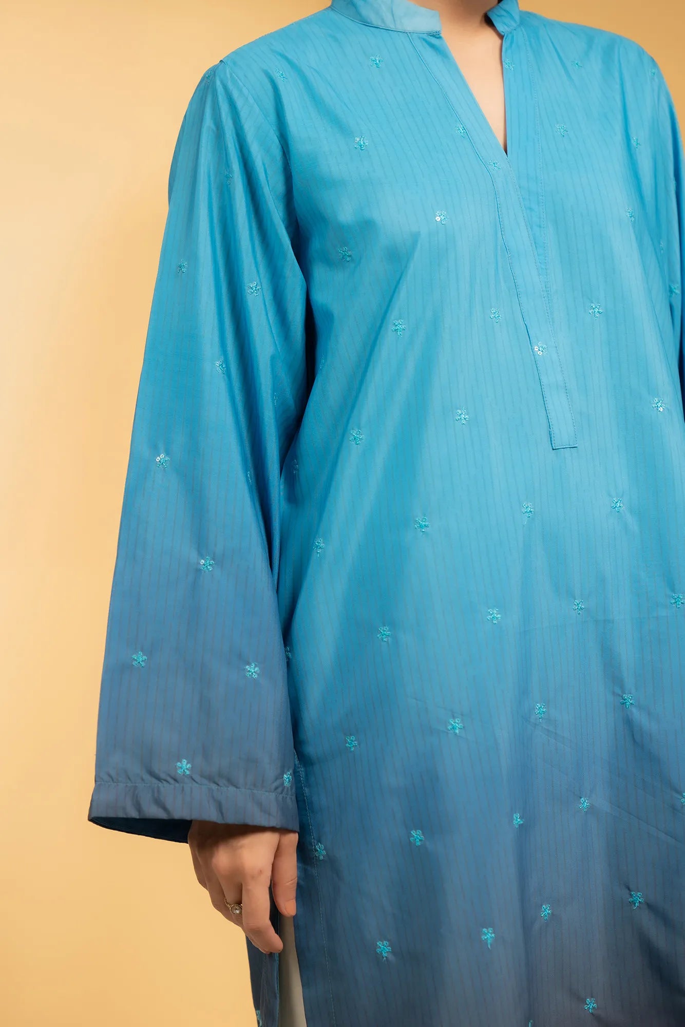 Collar Neck blue suit for ladies