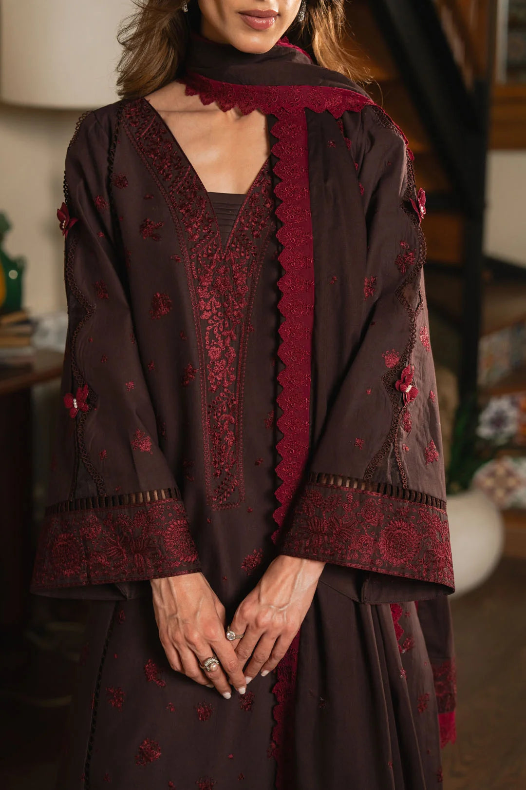 3 Piece Embroidered Lawn Suit Unstitched - 26