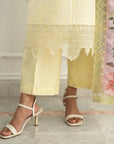Matching plain trouser butter yellow 3 piece unstitched solid lawn suit Pakistan Beyond East summer 2026