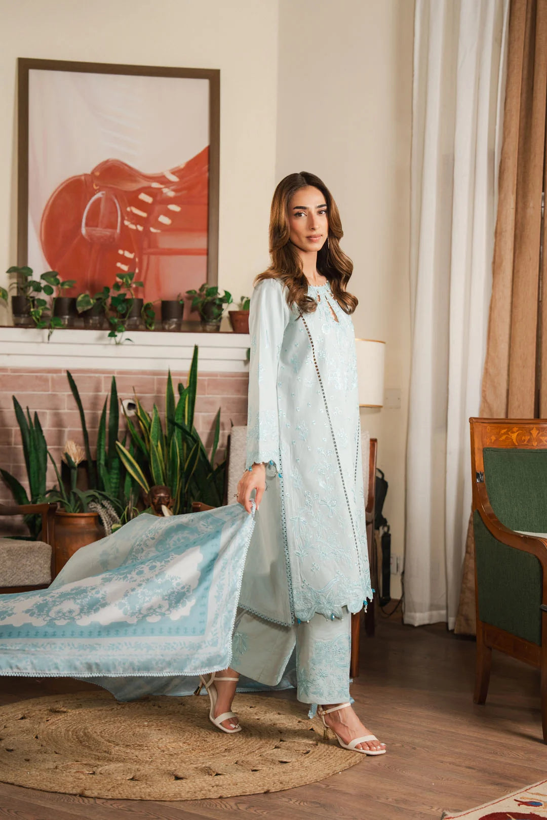 3 Piece Embroidered Lawn Suit Unstitched - 26