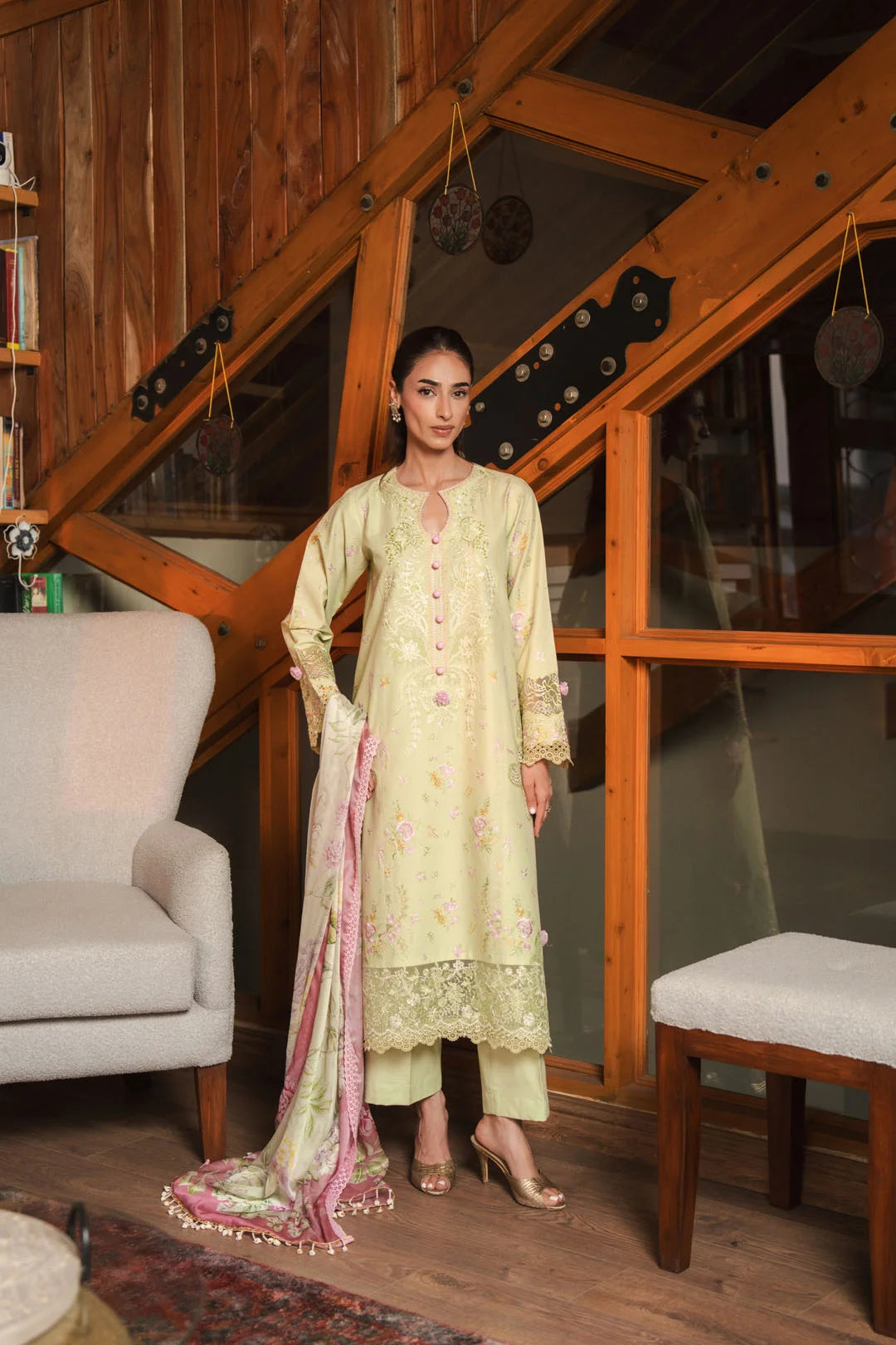 3 Piece Embroidered Lawn Suit Unstitched - 26