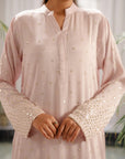 2 Piece Embroidered Raw Silk Suit