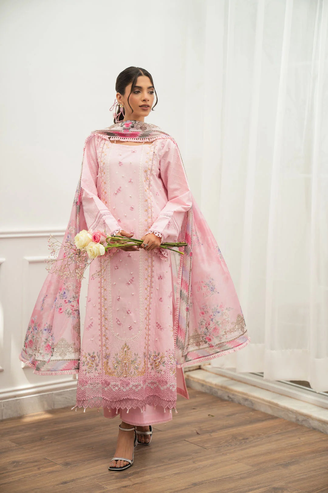 3 Piece Embroidered Lawn Suit Unstitched - 26