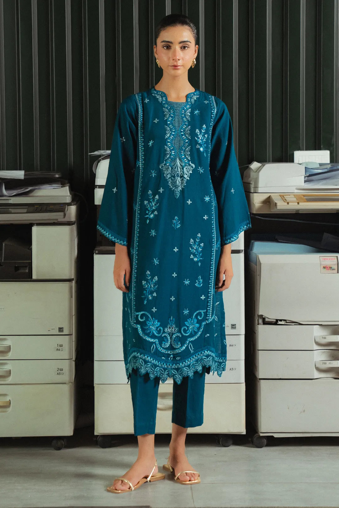 2 Piece Embroidered Khaddar Suit Pret Fall - 25