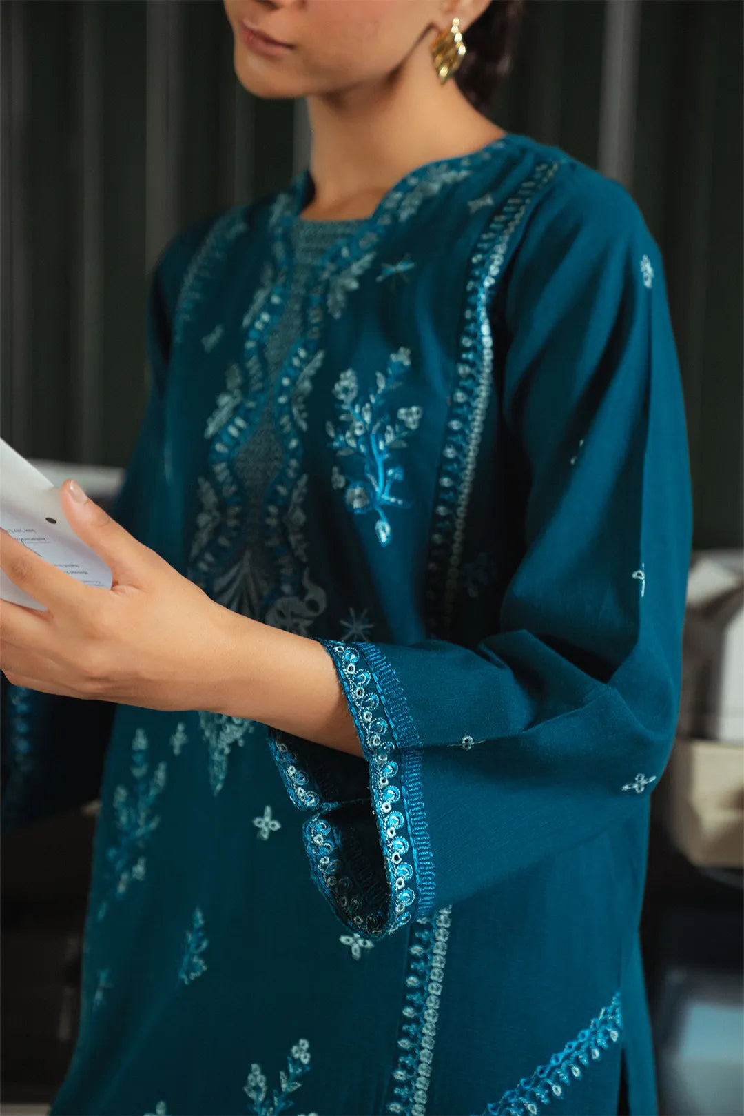 2 Piece Embroidered Khaddar Suit Pret Fall - 25
