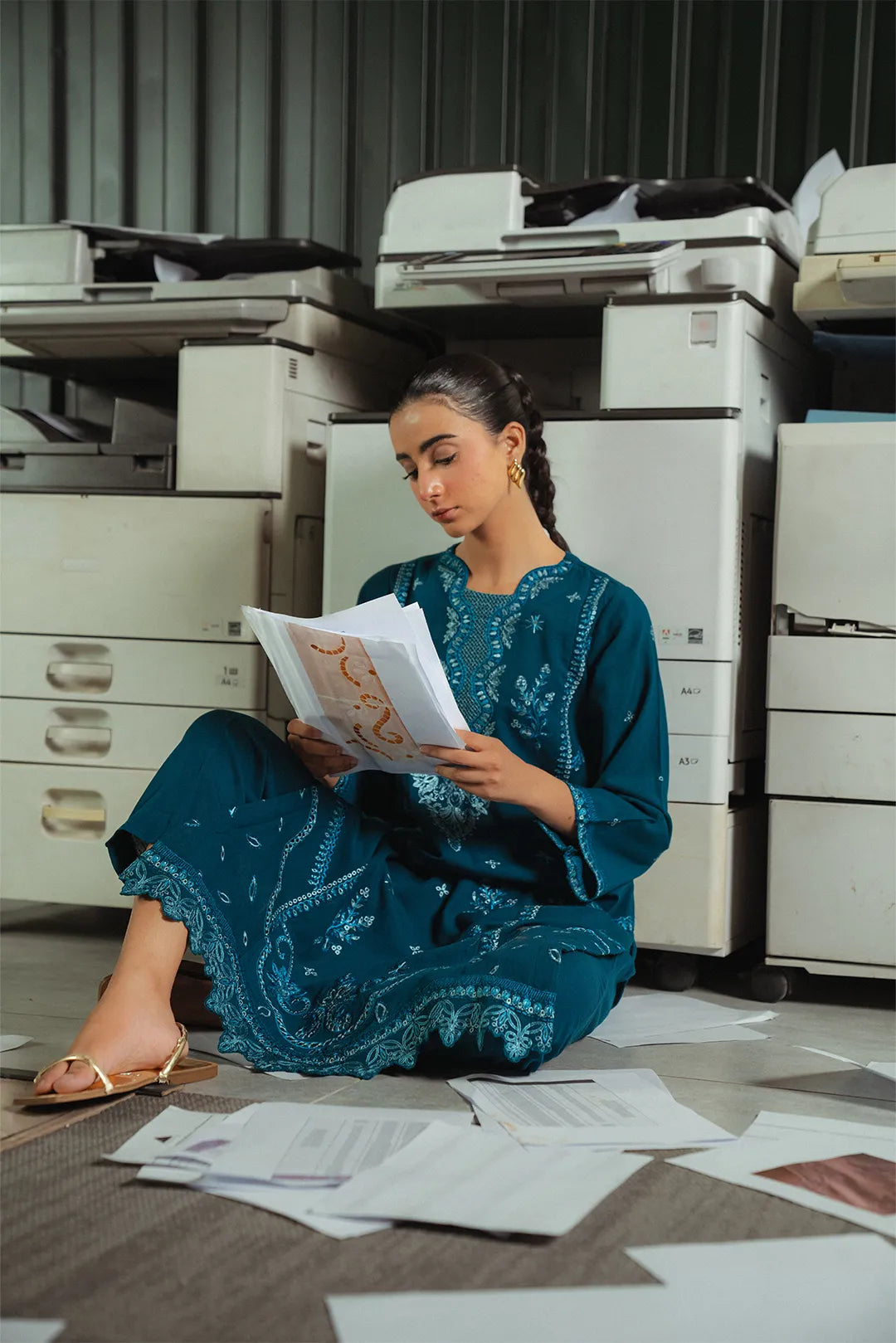 2 Piece Embroidered Khaddar Suit Pret Fall - 25