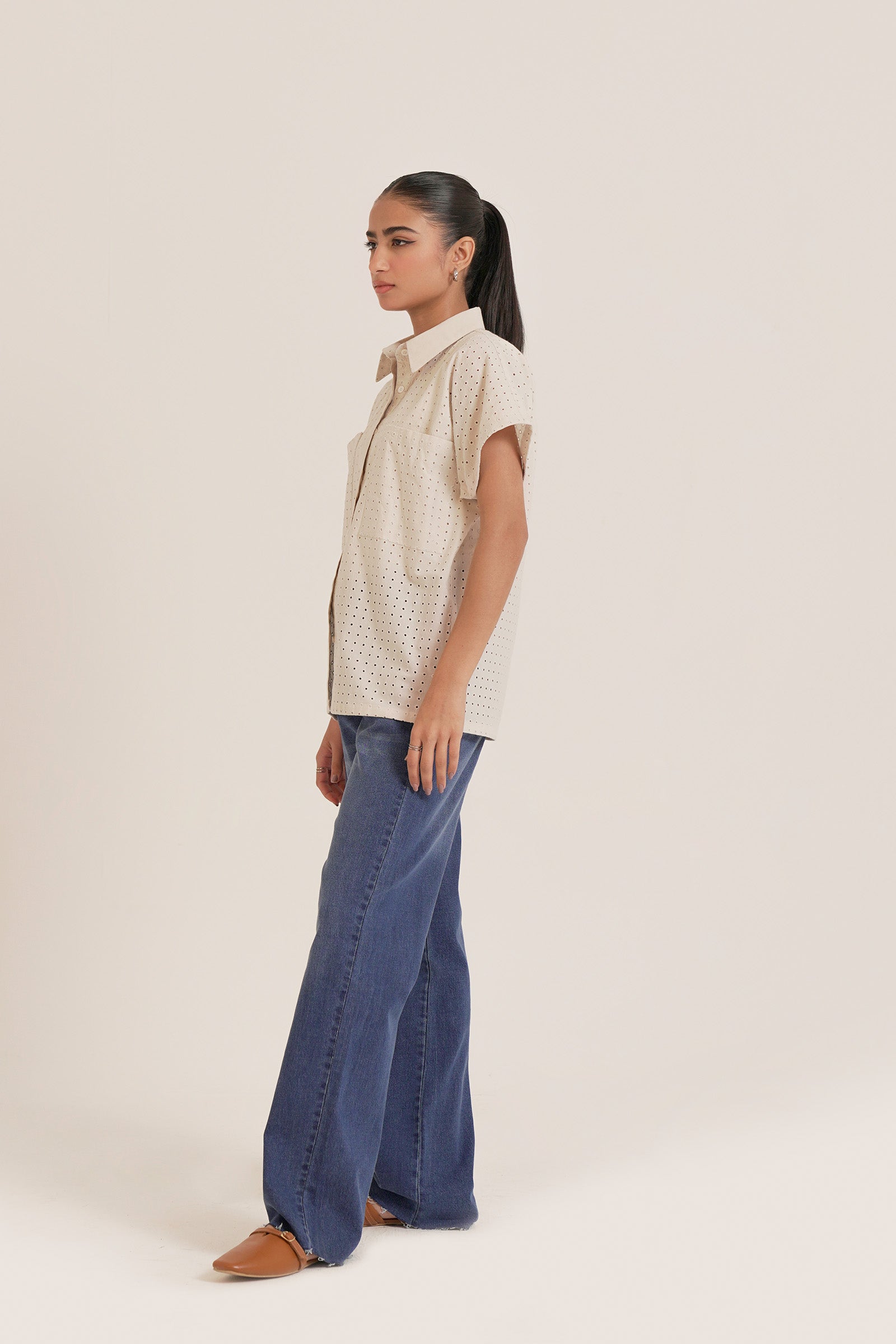 Schiffli Button-up Shirt Beyond East Official