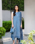 3 Piece Printed Embroidered Dobby Suit