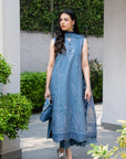 3 Piece Printed Embroidered Dobby Suit