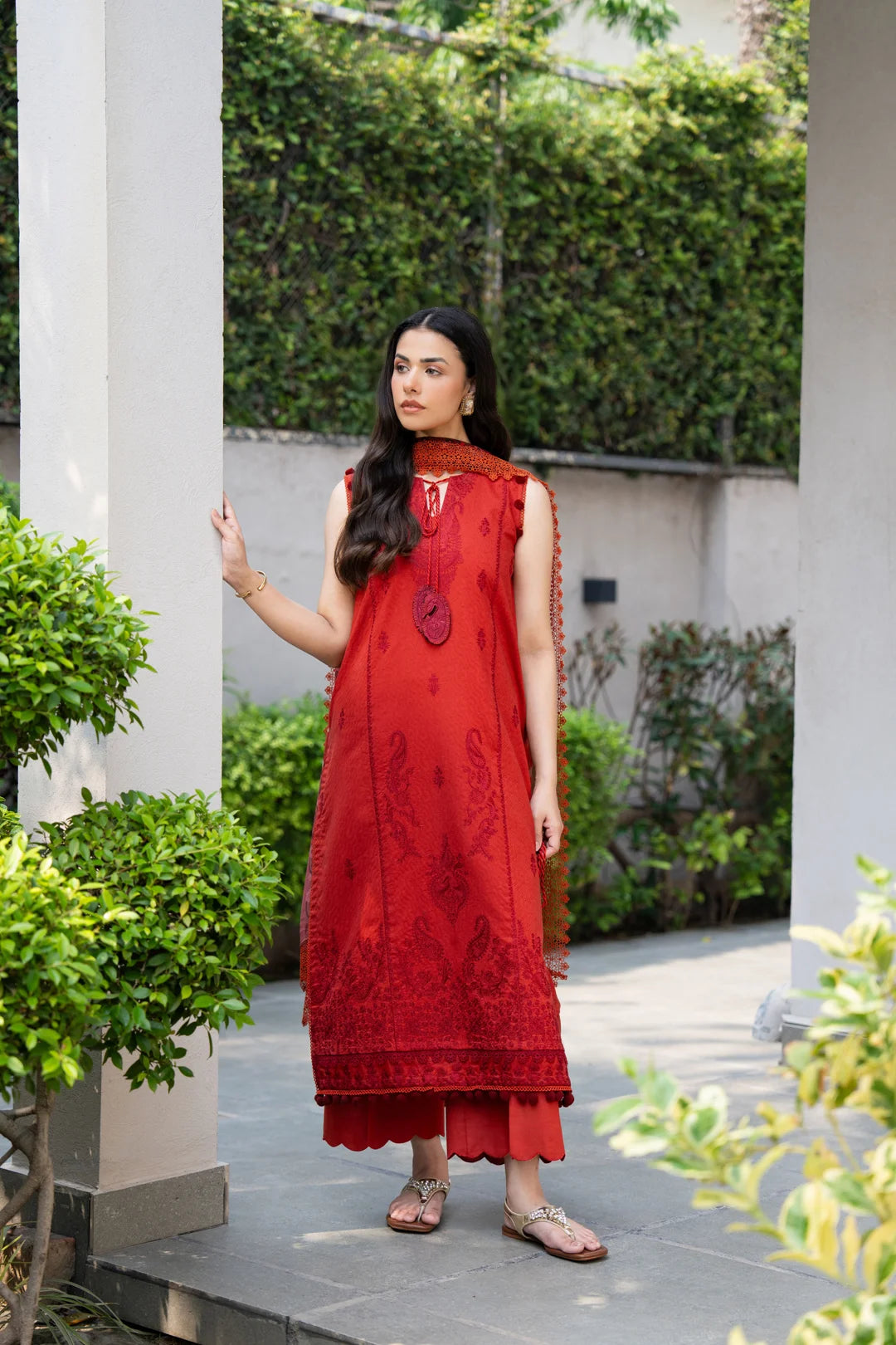 3 Piece Printed Embroidered Dobby Suit