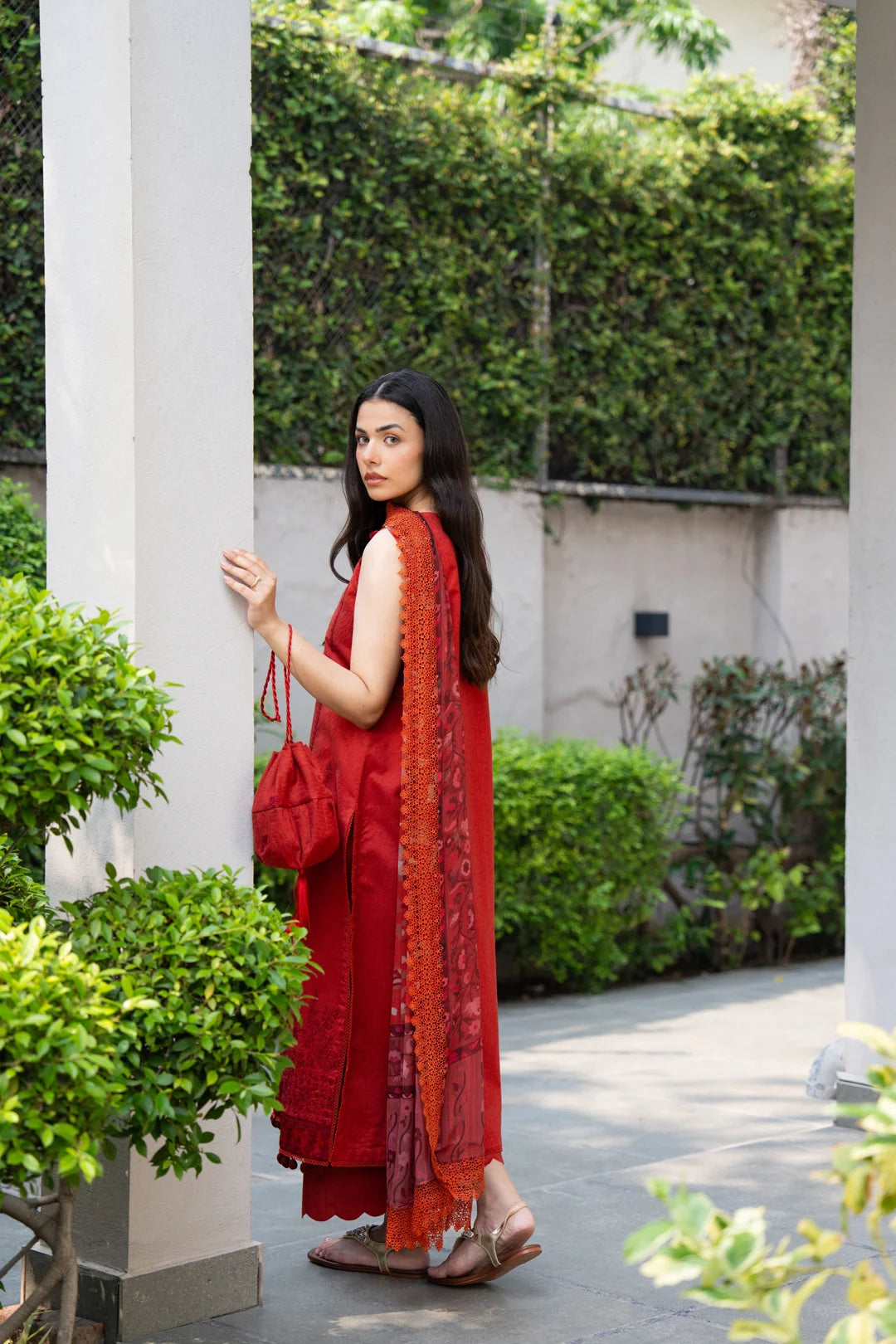 3 Piece Printed Embroidered Dobby Suit