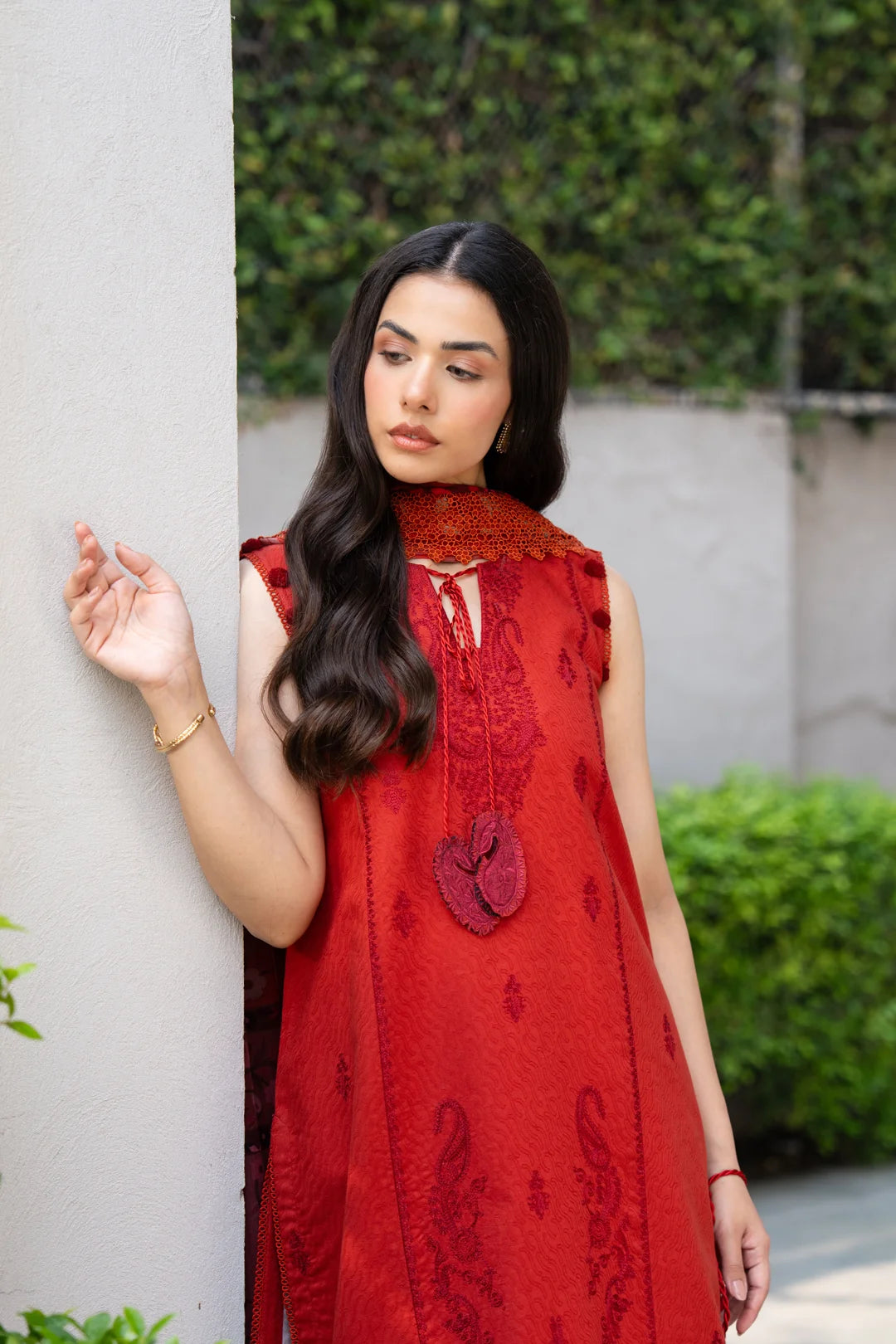 3 Piece Printed Embroidered Dobby Suit