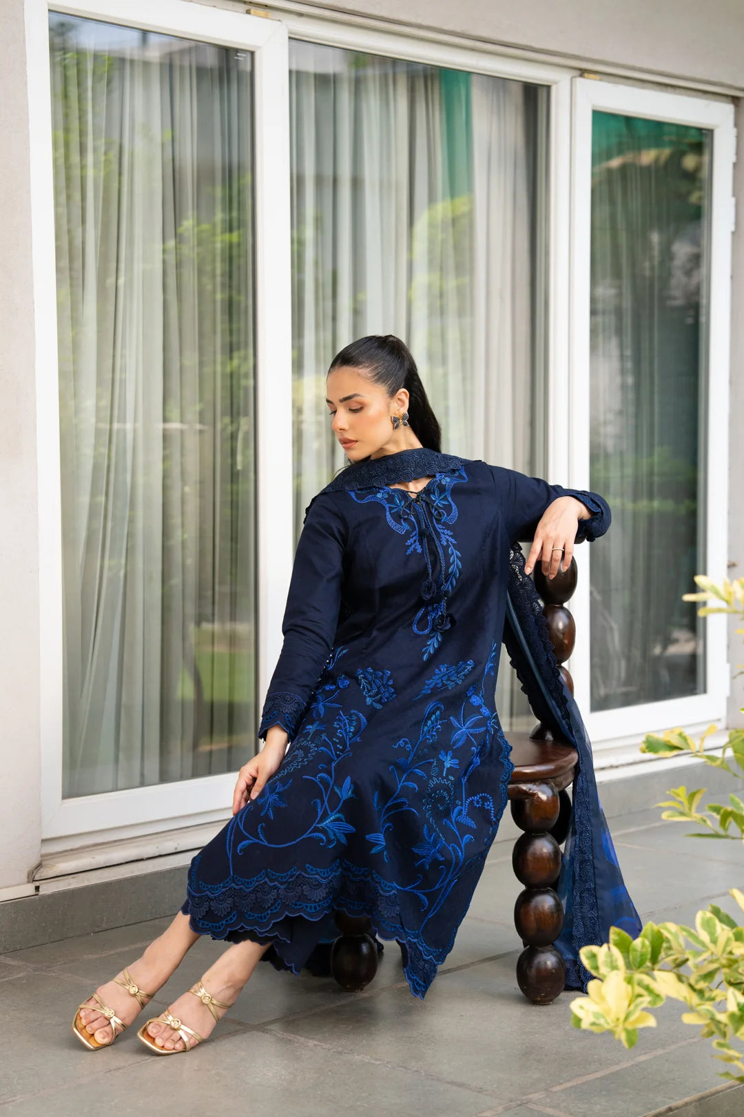 3 Piece Printed Embroidered Dobby Suit