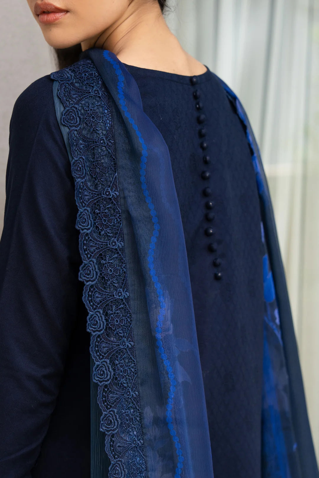 3 Piece Printed Embroidered Dobby Suit