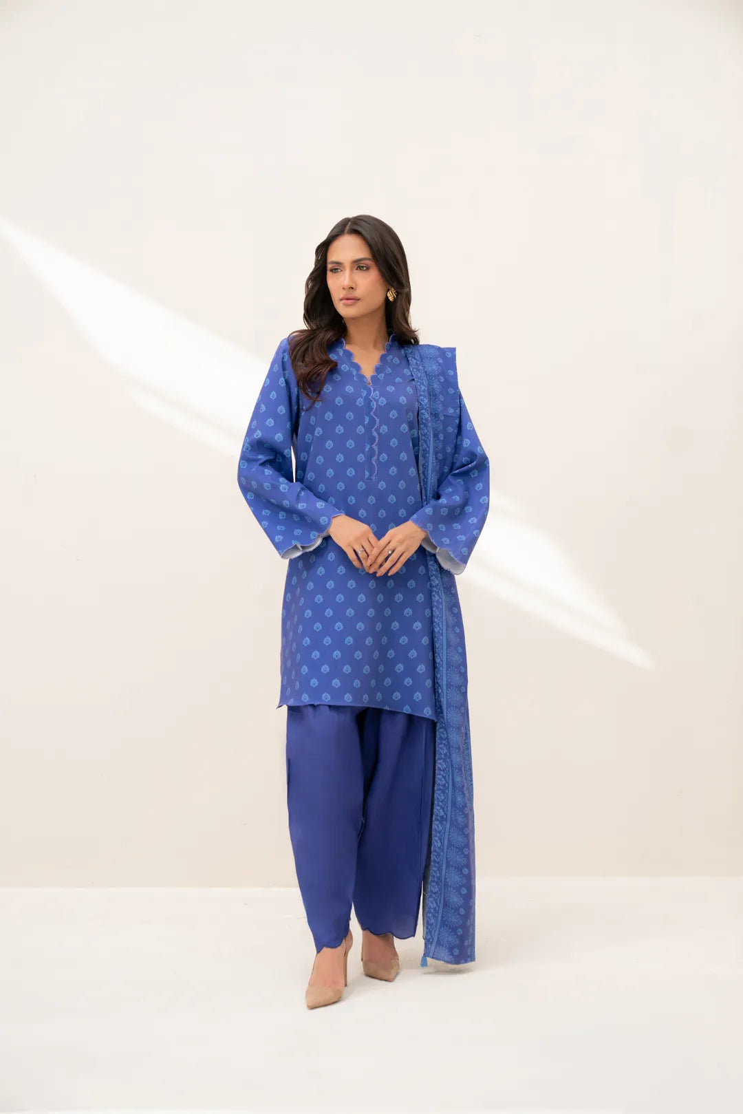 3 Piece Printed Linen Suit Beena