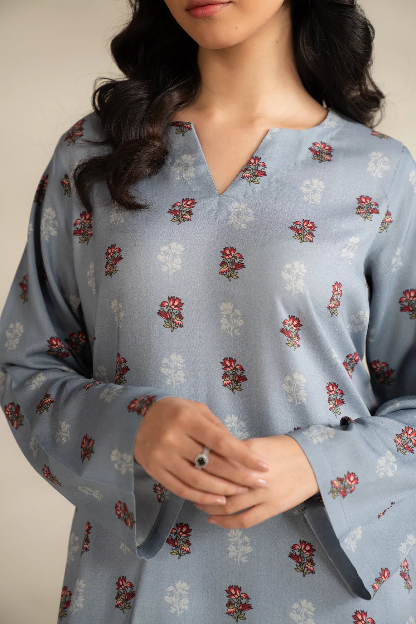 1 Piece Printed Cambric Shirt Pret Fall - 25