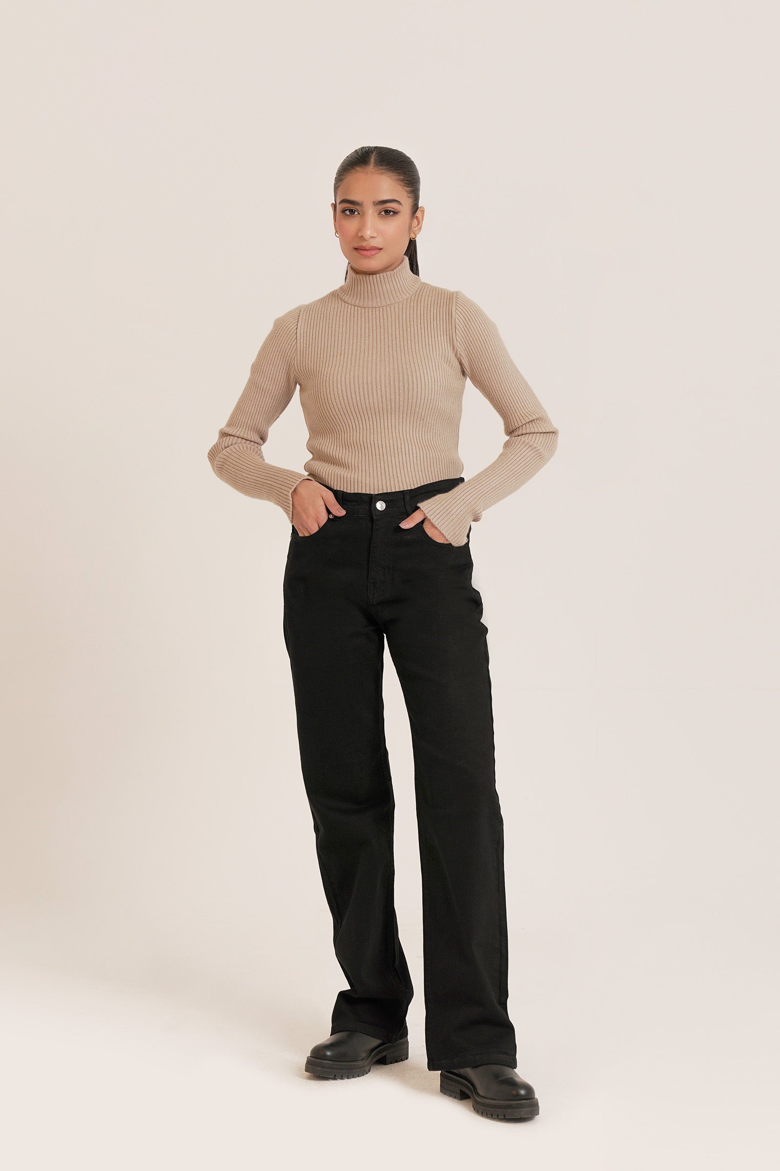 Mock Neck Knit Sweater Beyond East Official