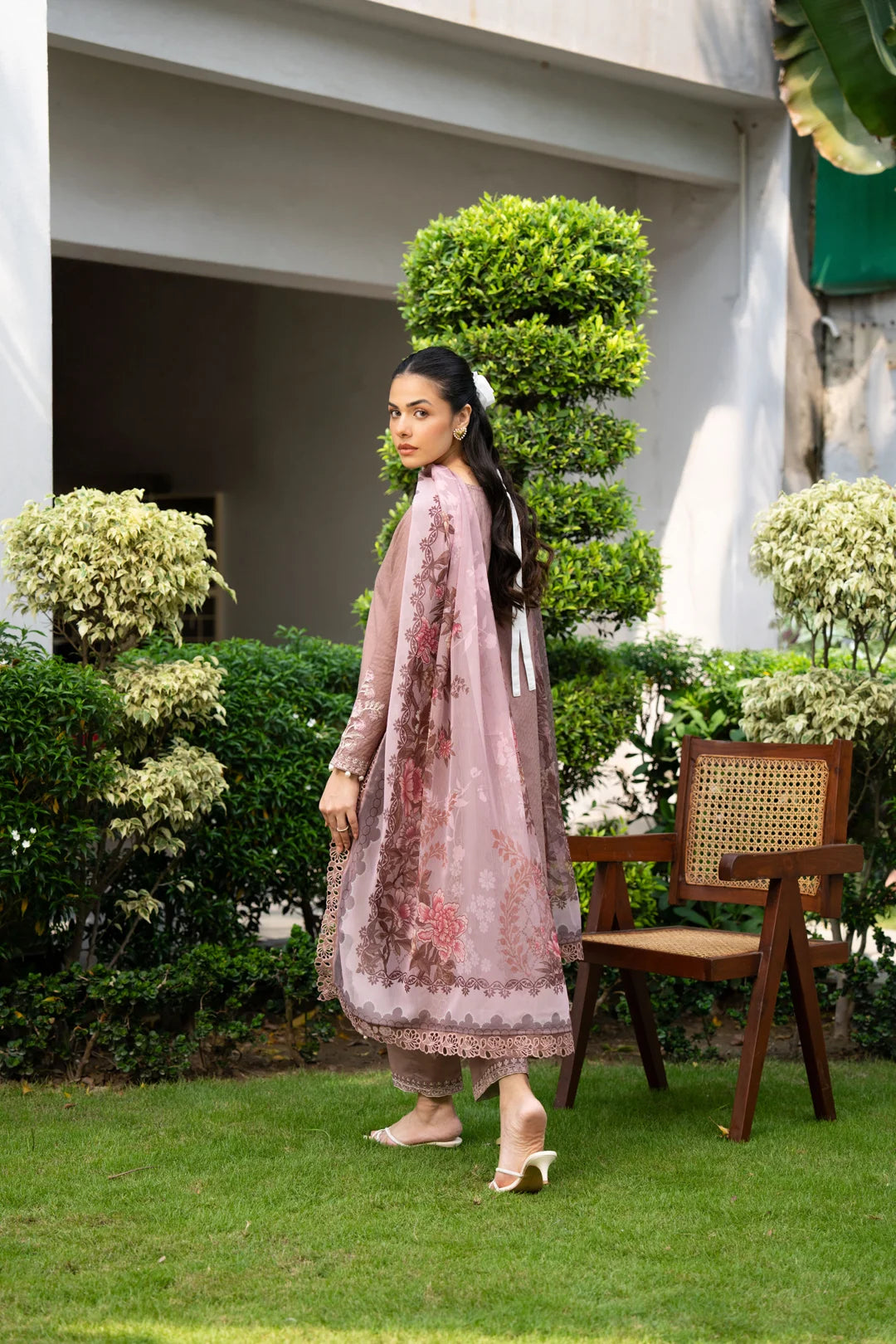 3 Piece Printed Embroidered Dobby Suit