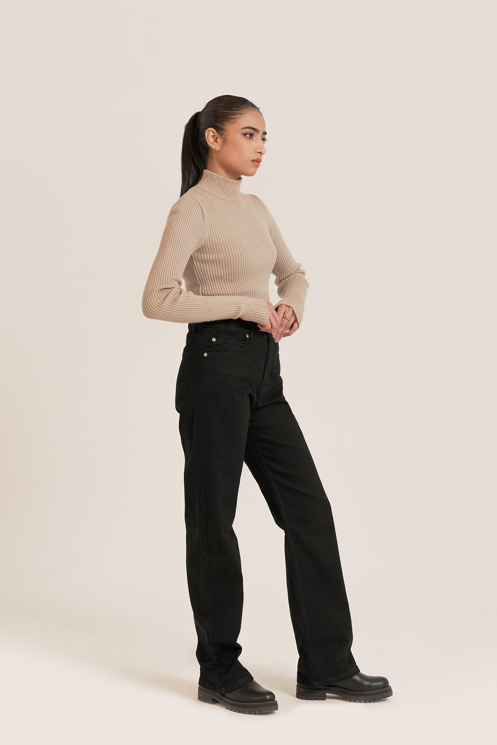 Mock Neck Knit Sweater Beyond East Official