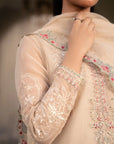 3 Piece Embroidered  Organza Suit
