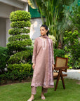 3 Piece Printed Embroidered Dobby Suit
