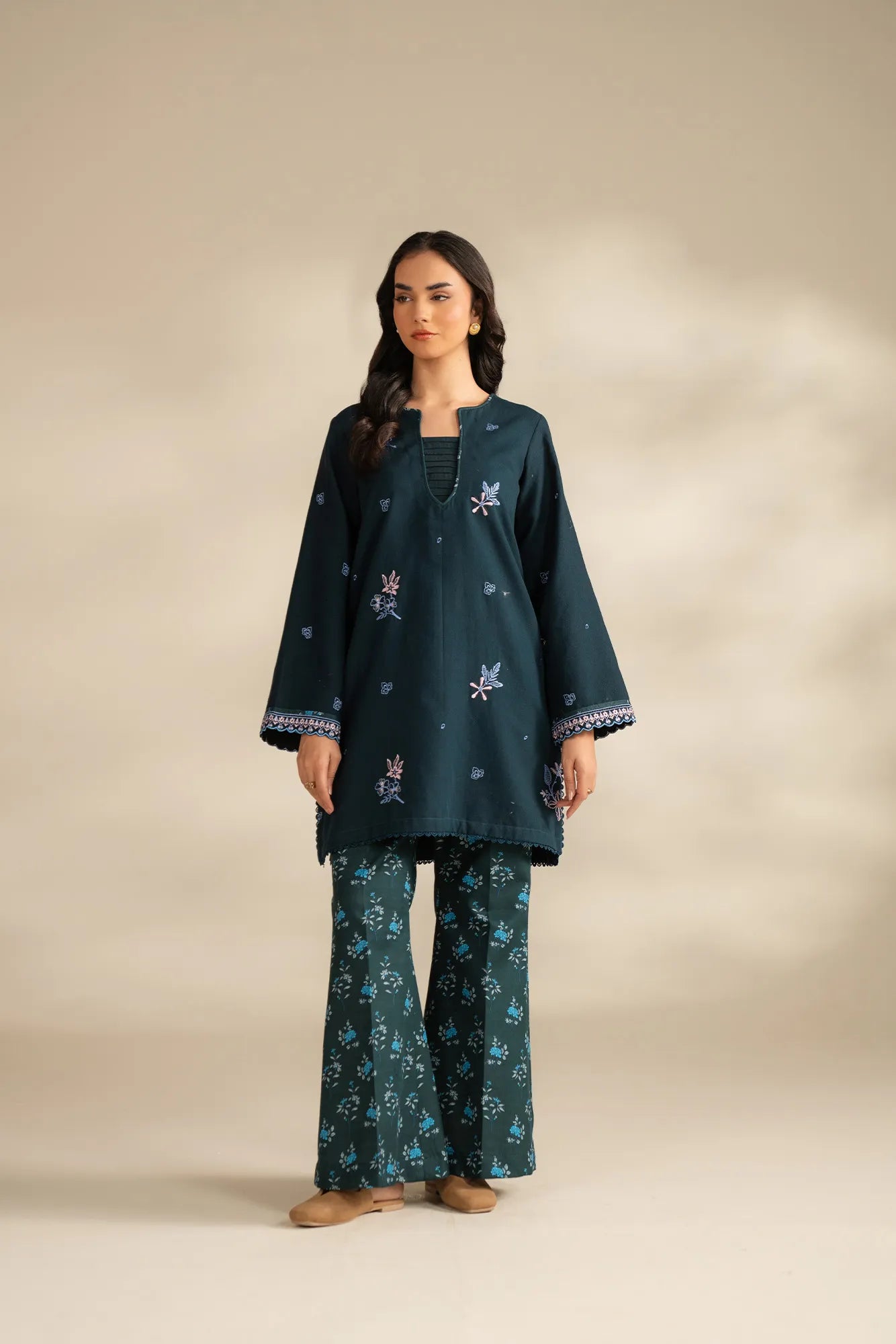 2 Piece Embroidered Khaddar Suit Unstitched Fall - 25