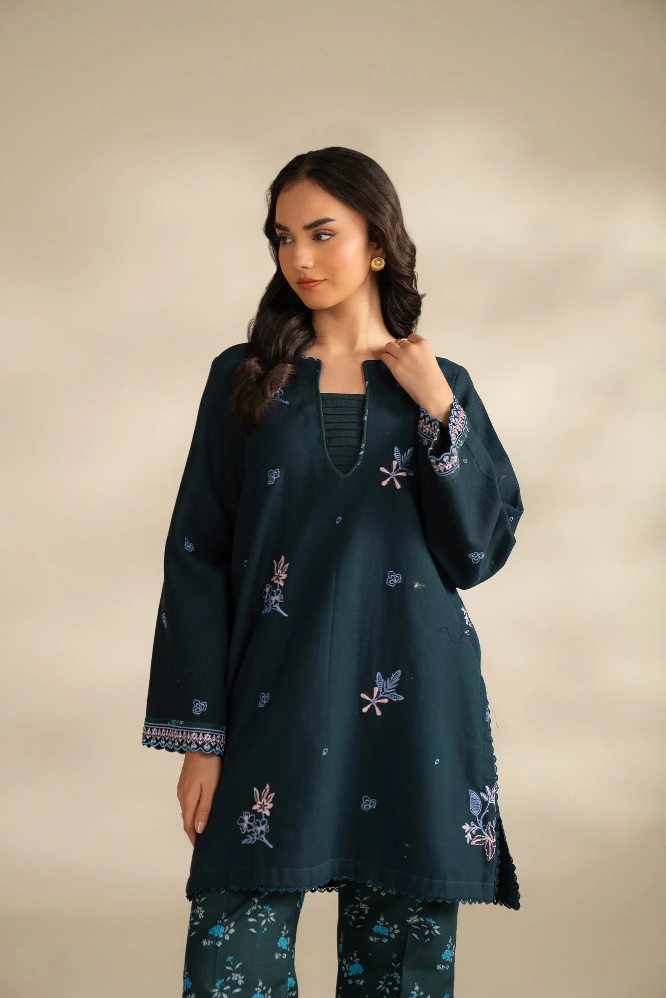 2 Piece Embroidered Khaddar Suit Unstitched Fall - 25