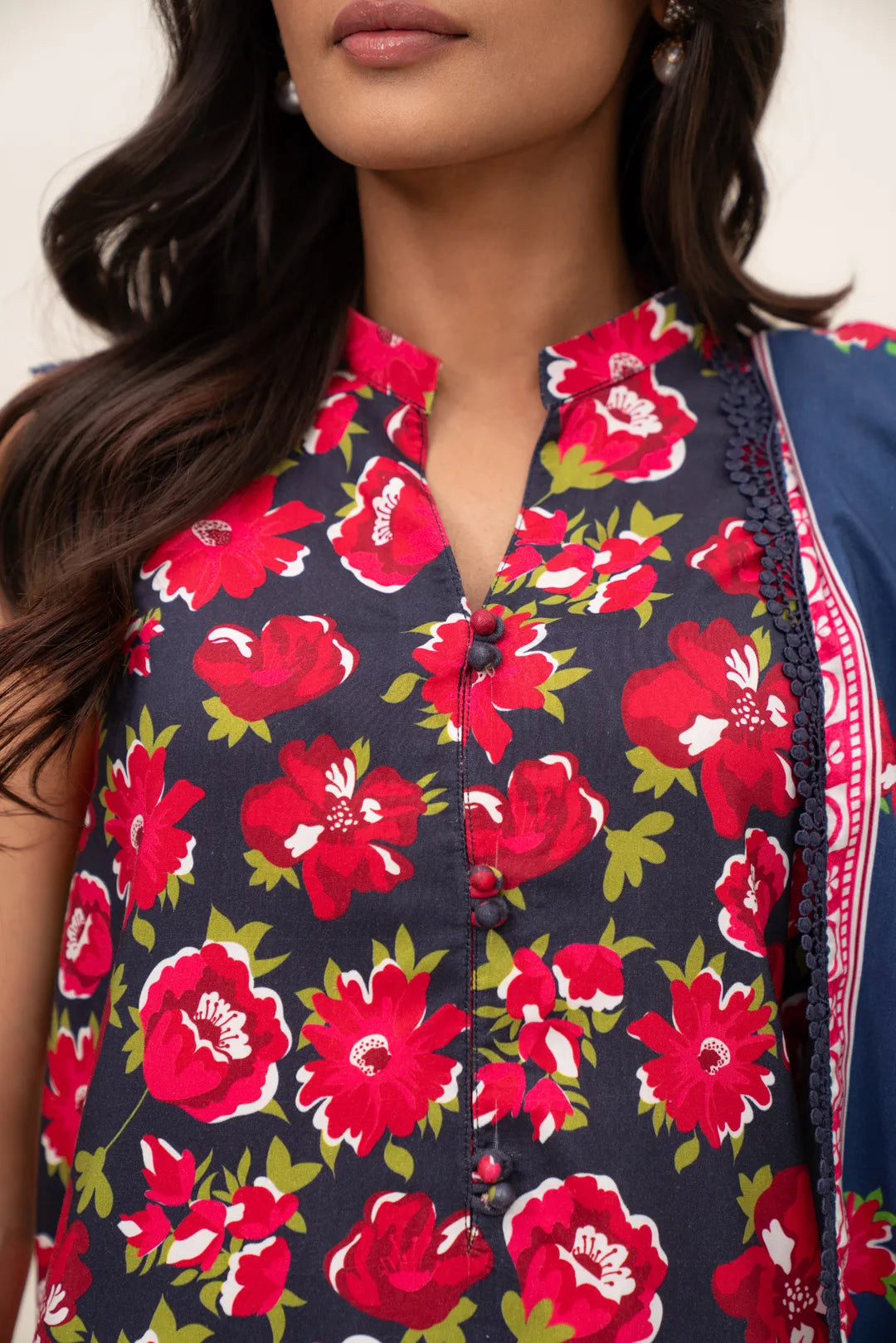 3 Piece Printed Linen Suit