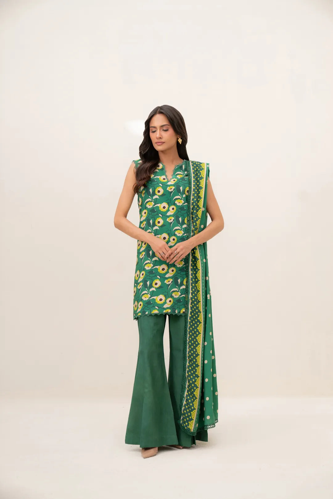 3 Piece Printed Linen Suit Beena