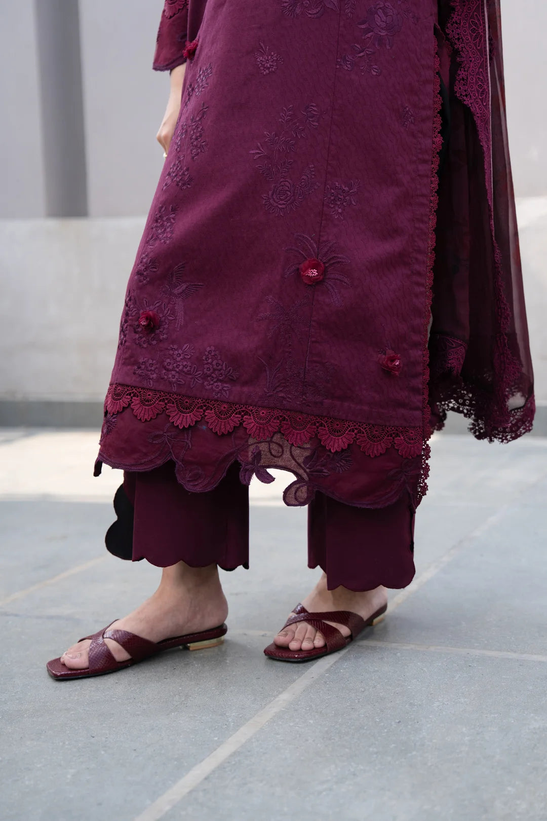 3 Piece Printed Embroidered Dobby Suit