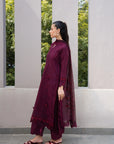 3 Piece Printed Embroidered Dobby Suit