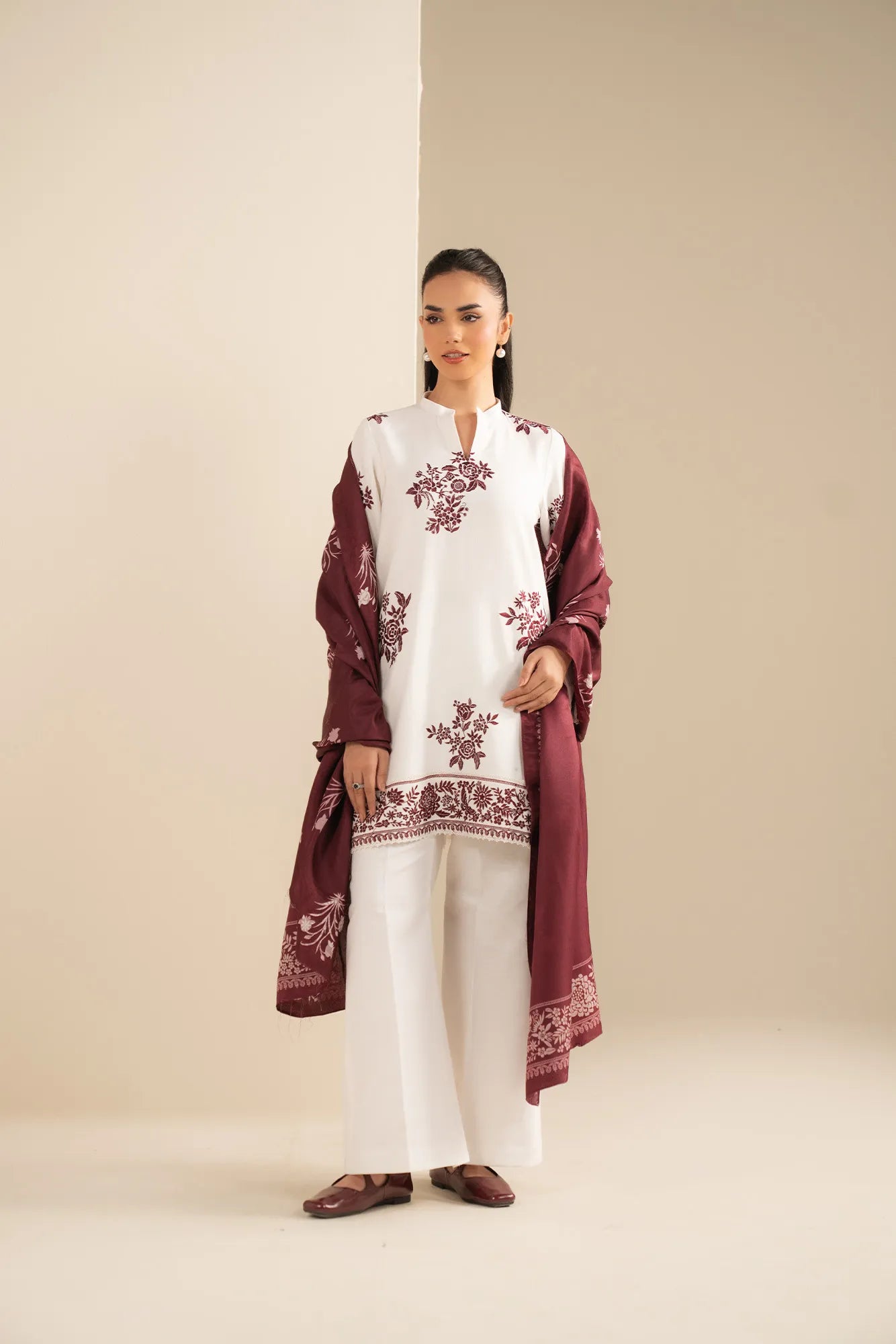 3 Piece Embroidered Khaddar Suit Unstitched Fall - 25