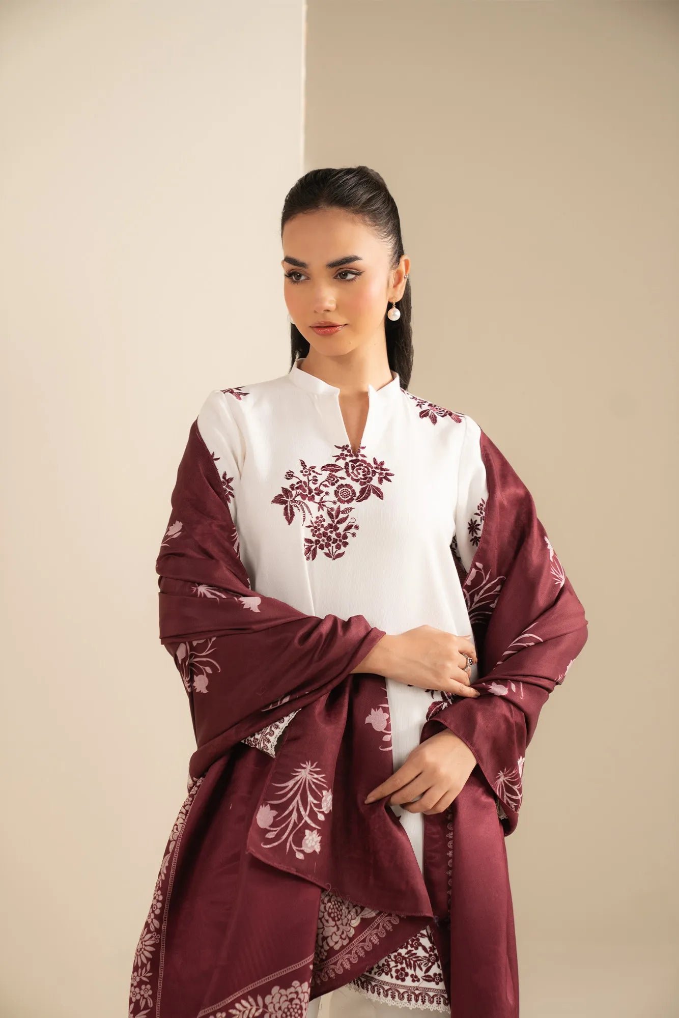 3 Piece Embroidered Khaddar Suit Unstitched Fall - 25