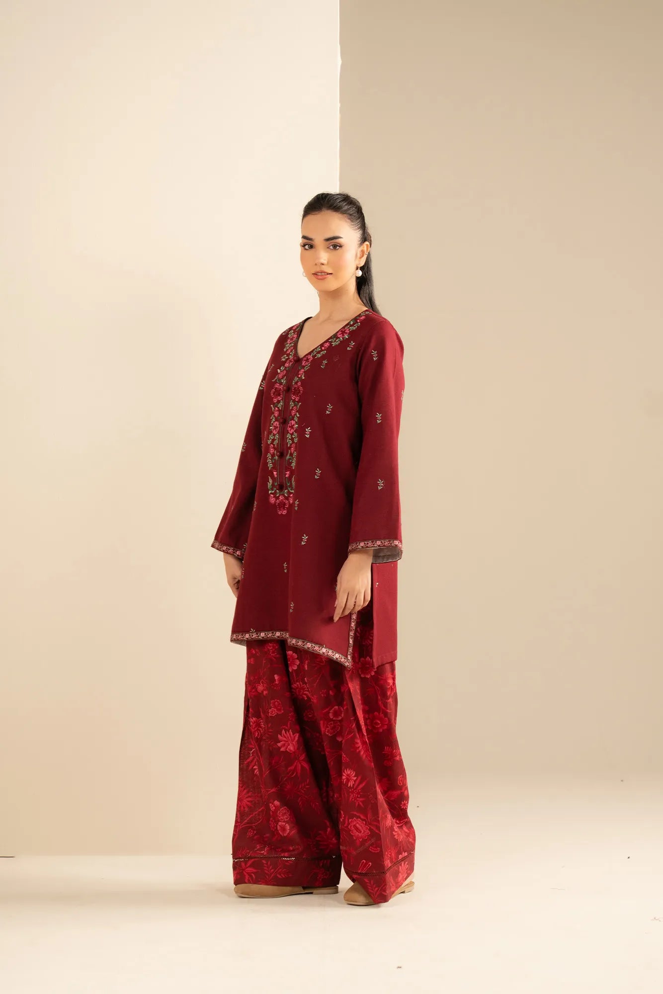 2 Piece Embroidered Khaddar Suit Unstitched Fall - 25