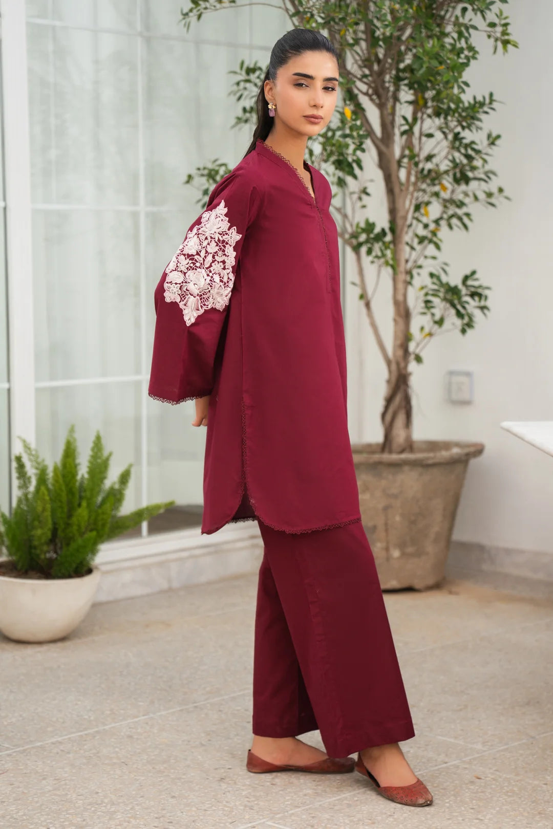 2 Piece Embroidered Cambric Suit