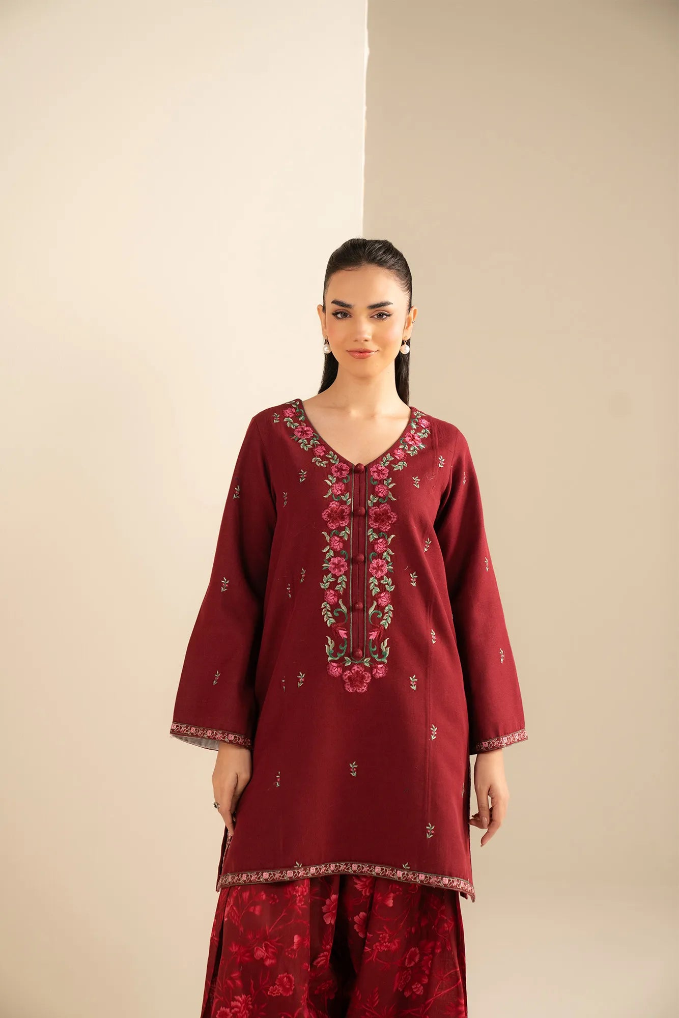 2 Piece Embroidered Khaddar Suit Unstitched Fall - 25