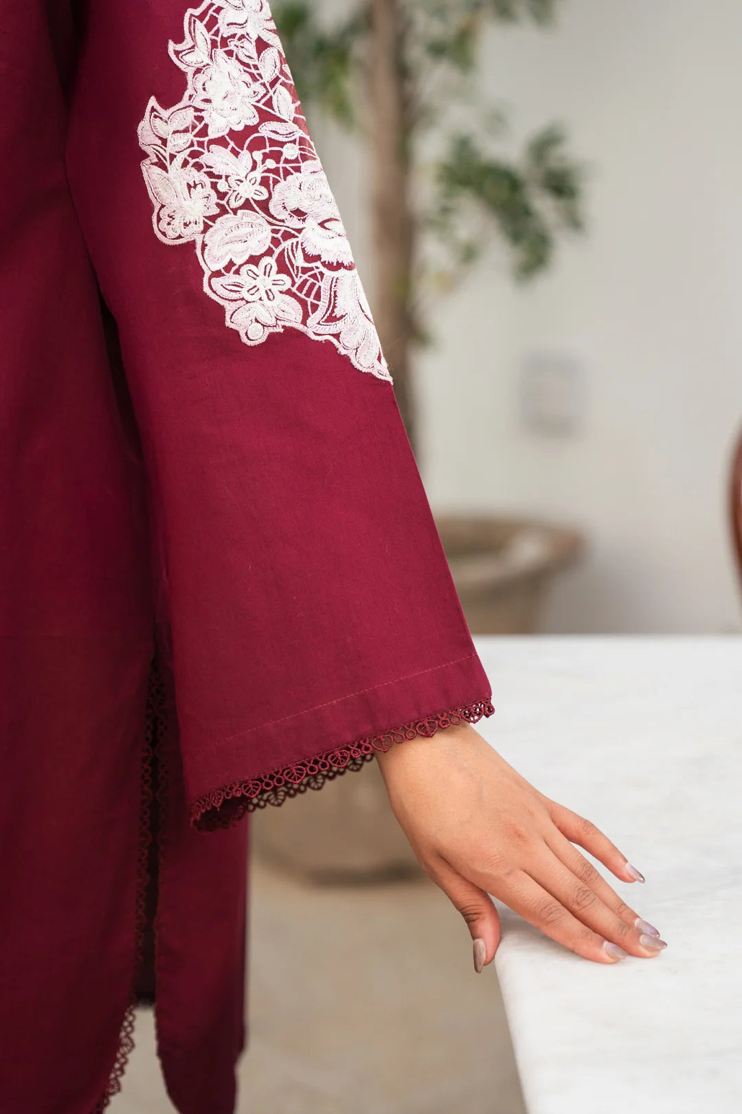 2 Piece Embroidered Cambric Suit