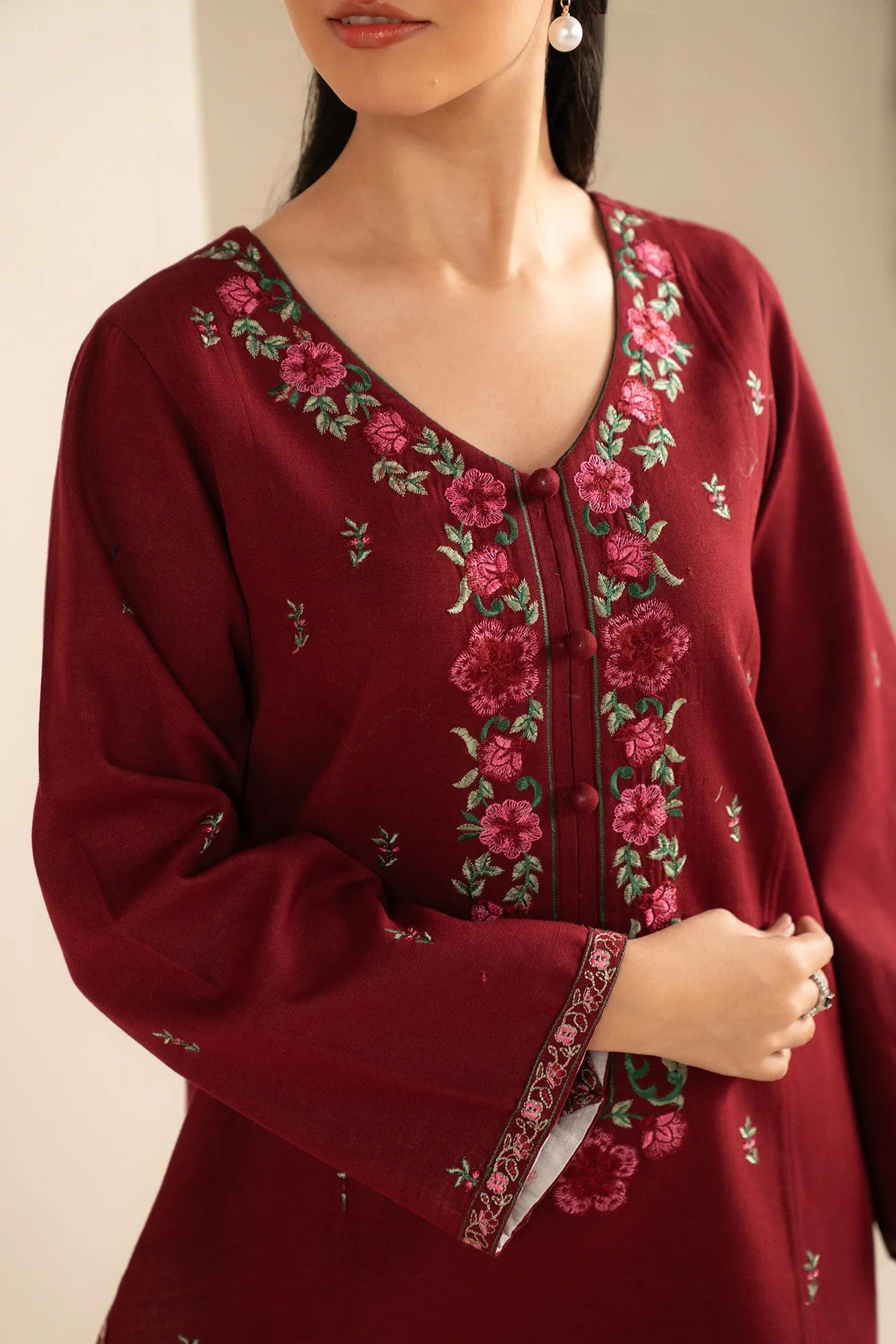 2 Piece Embroidered Khaddar Suit Unstitched Fall - 25