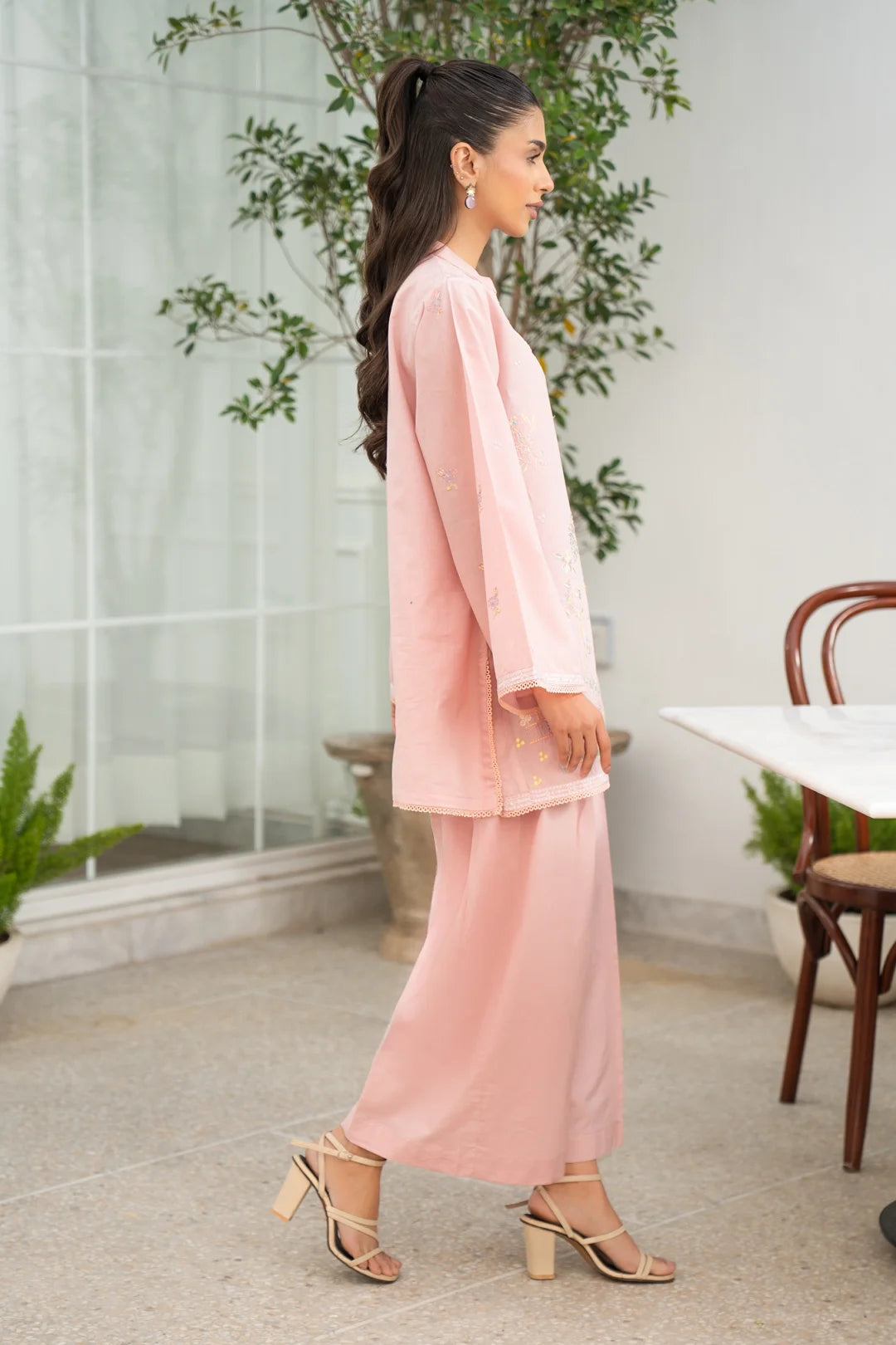 Light pink wide-leg lawn trousers - matching 2-piece suit - Beyond East Pakistan
