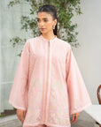 Light pink lawn suit side view - kurta and wide trousers - Beyond East summer wear