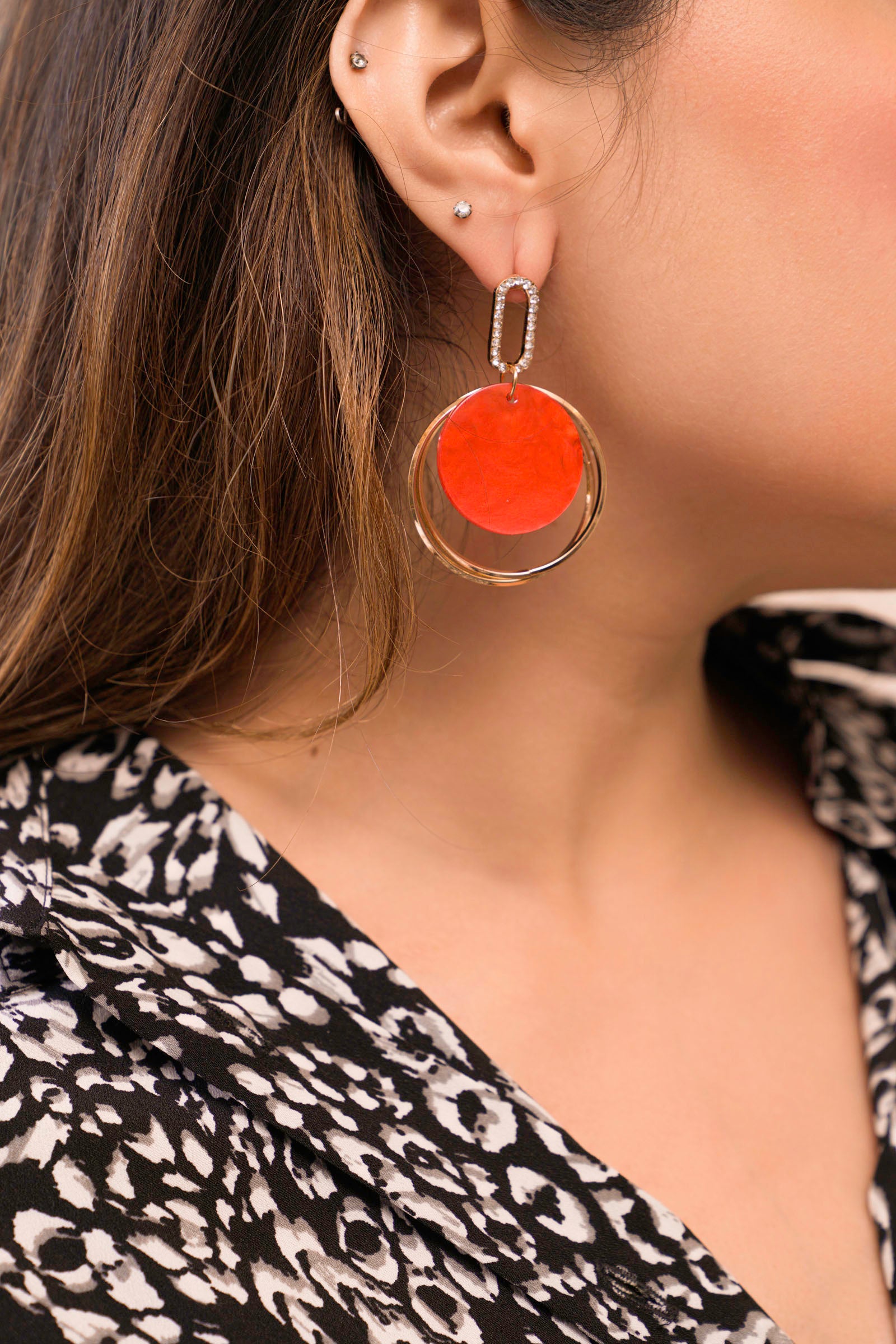 Red & Gold Drop Earrings Beyond East Official