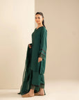 3 Piece Embroidered Raw Silk Suit